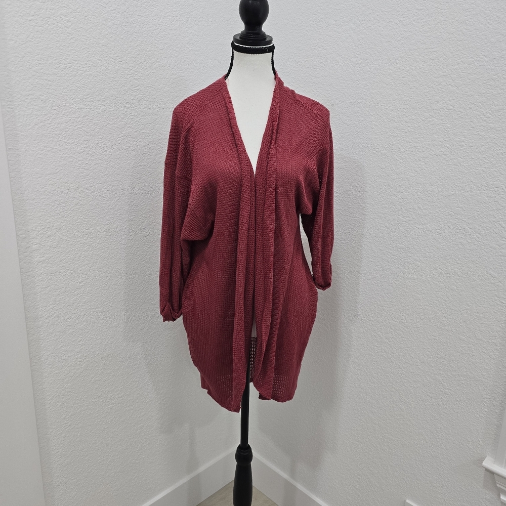 Muave Pink Knitted Long Cardigan Size Medium